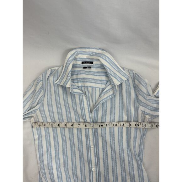 Theory Womens Button Front Long Sleeve Collared Shirt Striped White Blue Size S - Picture 8 of 9